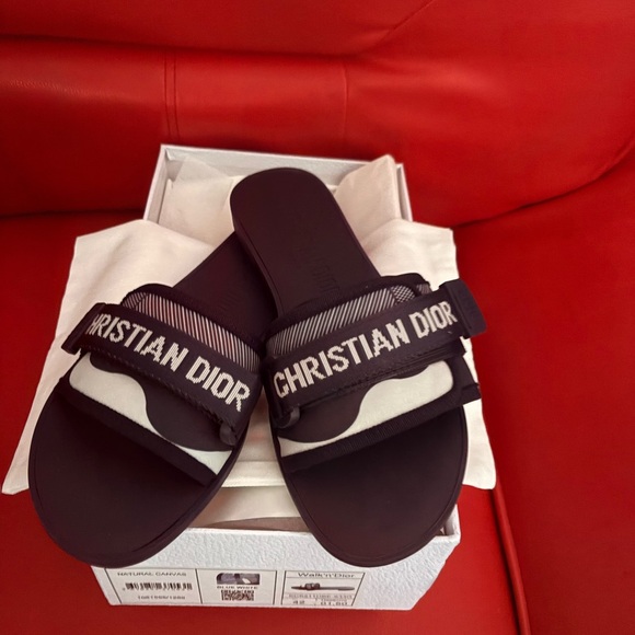 Dior Black and White Slide Sandals - Picture 3 of 5